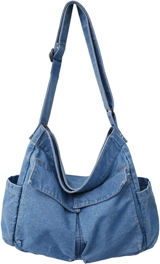 Amazon.com: Canvas Messenger Bag Large Hobo Crossbody Bag with Multiple Pockets Casual Shoulder Tote Bag for Women and Men : Clothing, Shoes & Jewelry