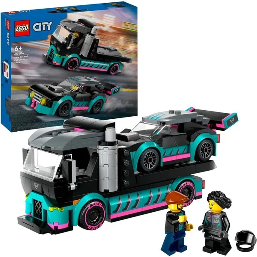 City - La voiture de course et le camion de transport de voitures, Jouets de construction