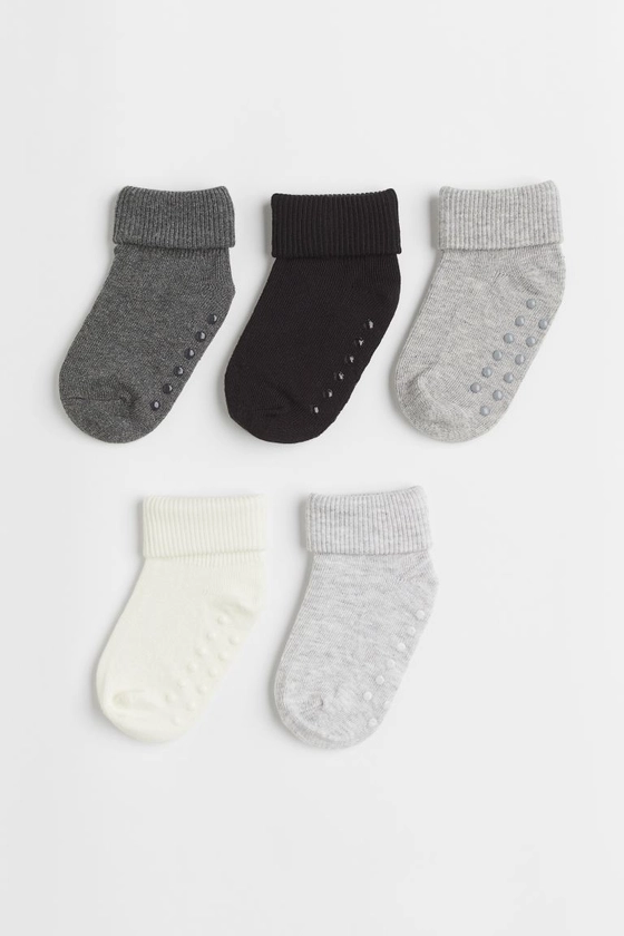 Lot de 5 paires de chaussettes antidérapantes - Gris foncé/noir - ENFANT | H&M CH