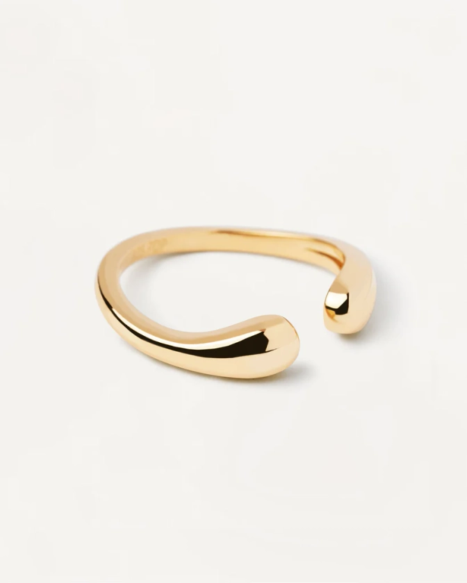 Bold and curvy unclosed-ring in gold-plated silver | Crush Ring | PDPAOLA