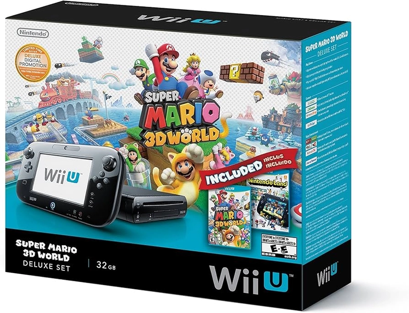 Nintendo Wii U Deluxe Set: Super Mario 3D World and Nintendo Land Bundle - Black 32 GB (Renewed)