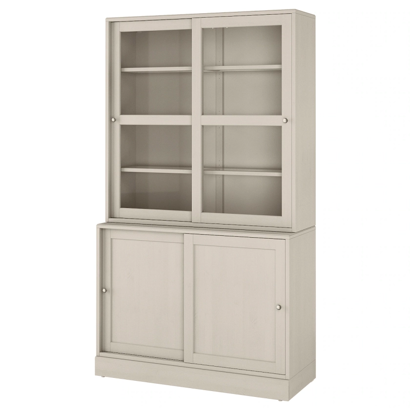 HAVSTA storage combination with sliding glass doors, grey-beige, 121x47x212 cm - IKEA