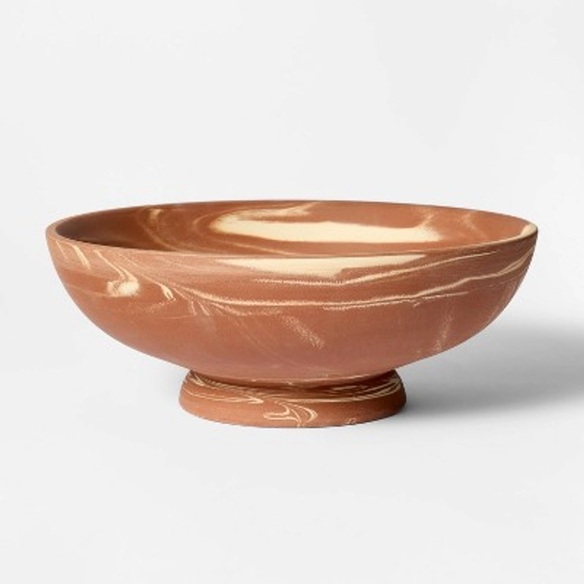 10.25" x 3.87" Marbled Ceramic Decorative Bowl Rust - Threshold™ designed with Studio McGee