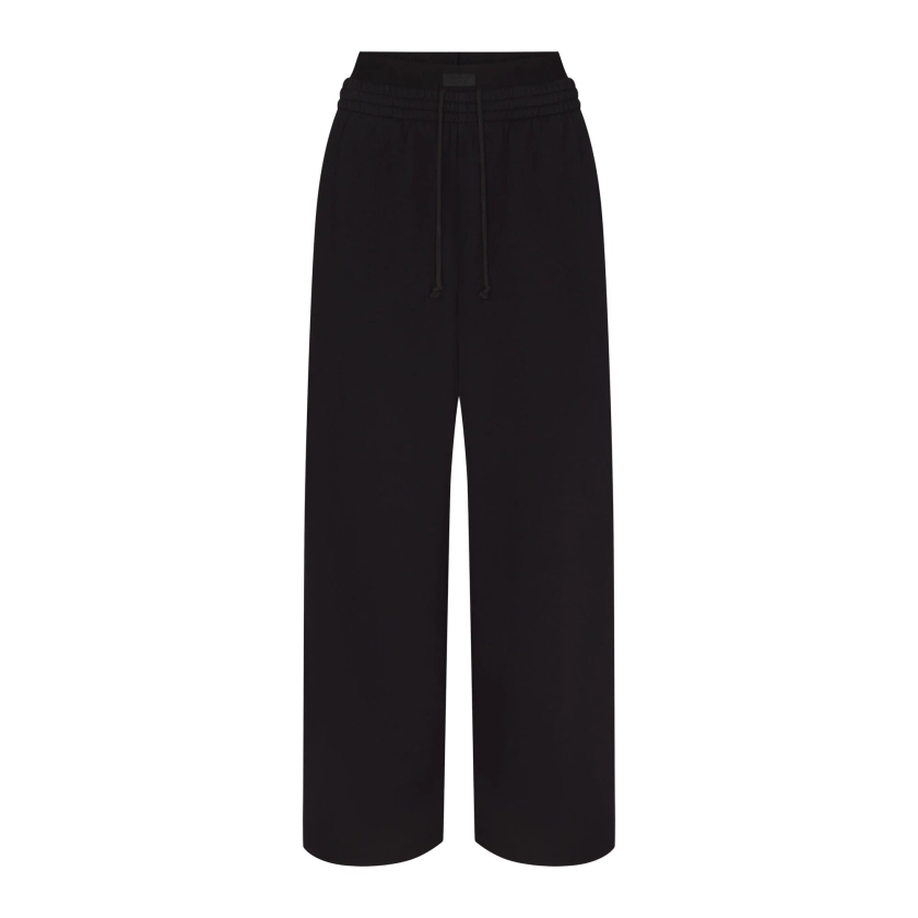 COTTON FLEECE OVERSIZED DOUBLE WAISTBAND PANT | ONYX