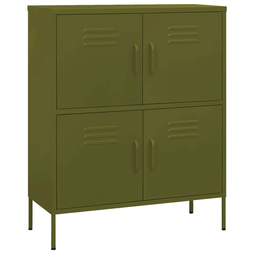 vidaXL Storage Cabinet Olive Green 80x35x101.5 cm Steel | vidaxl-uk