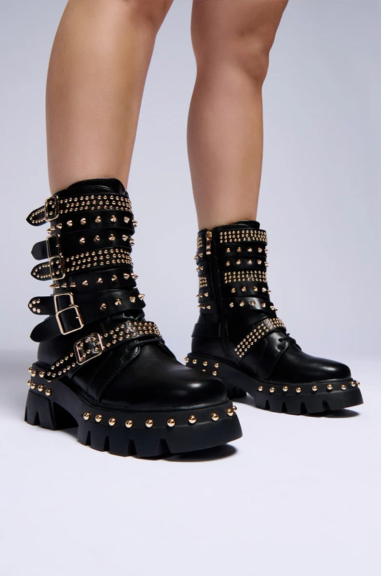 AZALEA WANG WINOLA BLACK BELTED BOOTIE