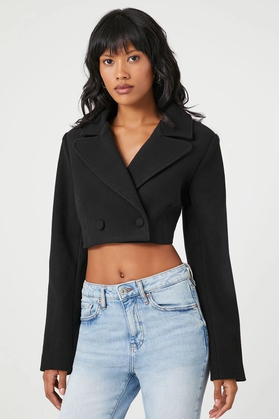 Double-Breasted Cutout Cropped Blazer | Forever 21