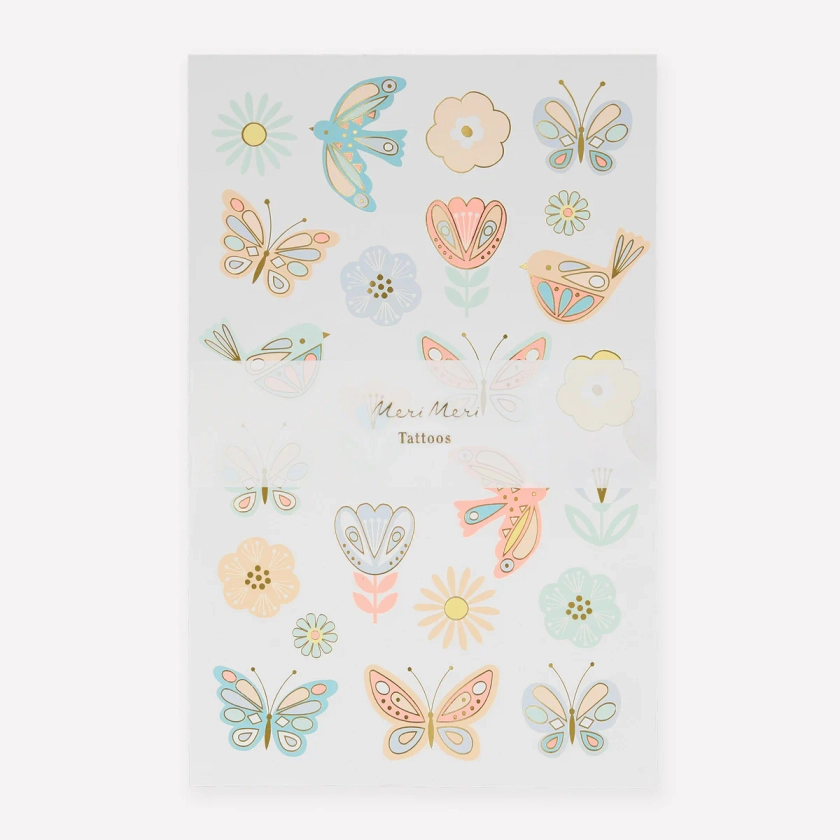Birds & Butterflies Tattoo Sheets (x 2 sheets)