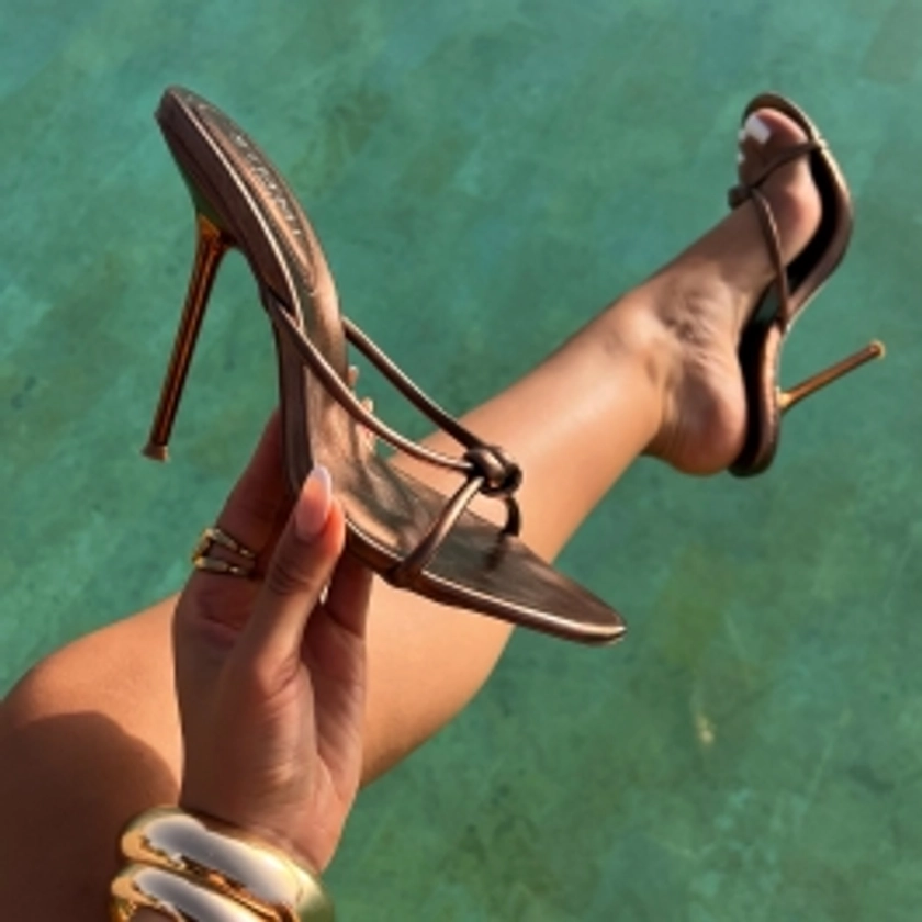 Louna Bronze Metallic Twist Heeled Sandals