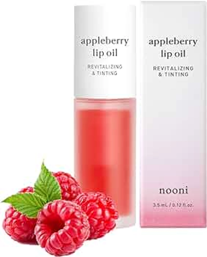 NOONI Korean Lip Oil - Appleberry | Lip Stain, Gift, Long-Lasting, Moisturizing, Plumping, Revitalizing for Dry Lips, Waterproof, No Peel Off, Korean Lip Tint, Red Tinted Lips, 0.12 Fl Oz