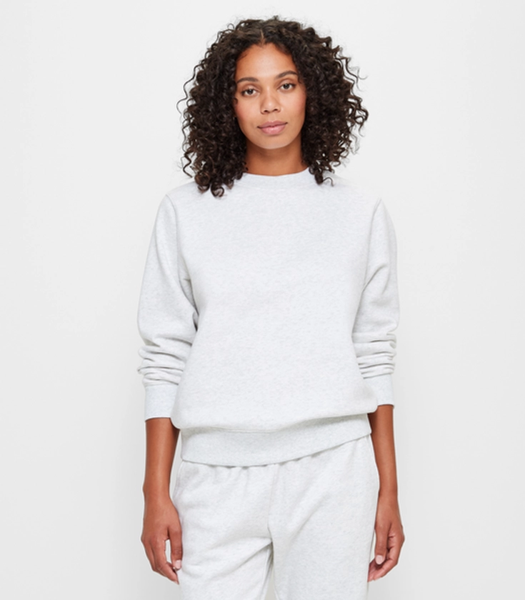 Active Fleece Relaxed Crew Jumper - White Marle