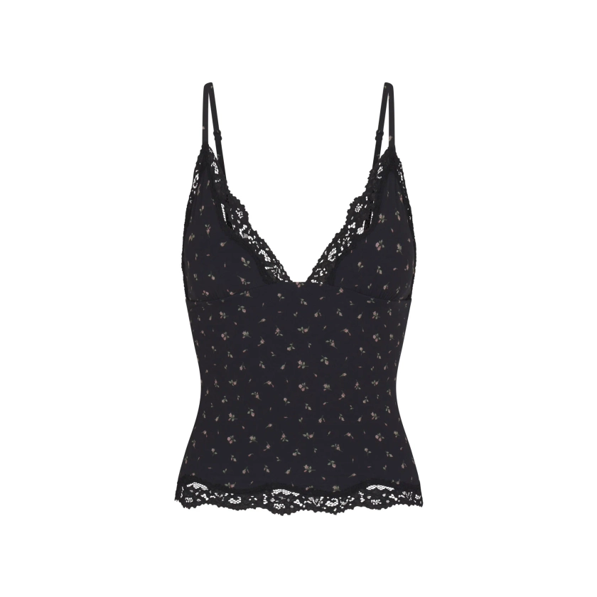 FITS EVERYBODY LACE TRIANGLE CAMI | ONYX ROSEBUD PRINT