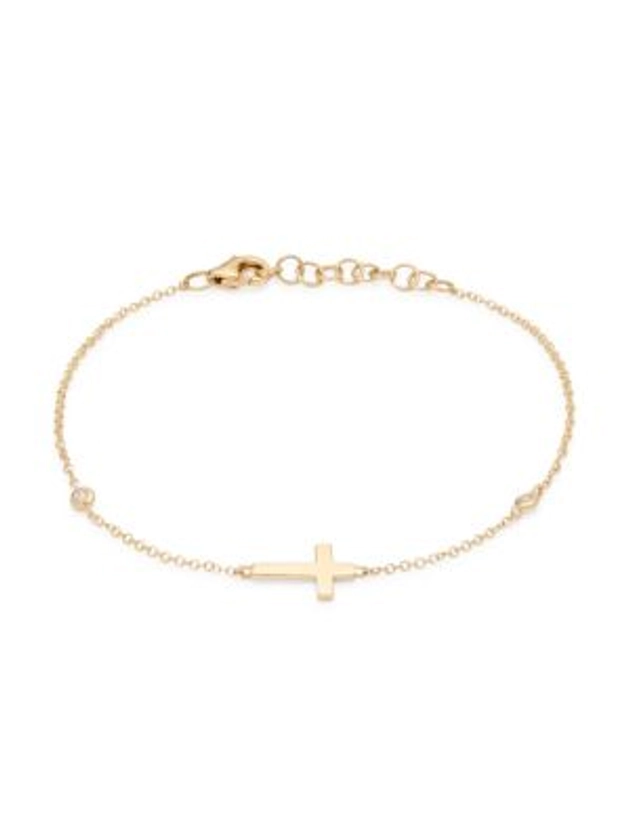 Saks Fifth Avenue 14K Yellow Gold & 0.03 TCW Diamond Cross Bracelet on SALE | Saks OFF 5TH