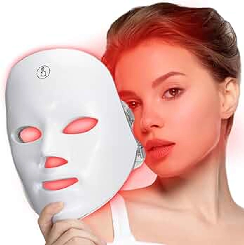 Red Light Mask For Face, 7-1 Colors Red Light Face Mask, Facial Mask Skincare At Home, Cordless, Portable and Rechargeable