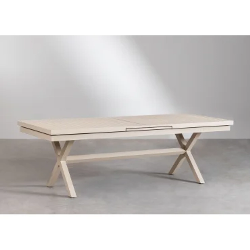Table de jardin rectangulaire extensible en aluminium (240-300x100 cm) Karena