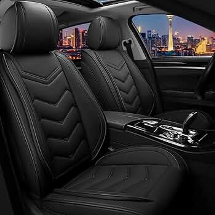 Car Seat Covers for Honda Civic 2000-2025, Stylish Sport Seat Cover, Premium Nappa Leather Car Seat Cover. Automobile Seat Covers Sets.(Standard 2 Seats/Pure Black)