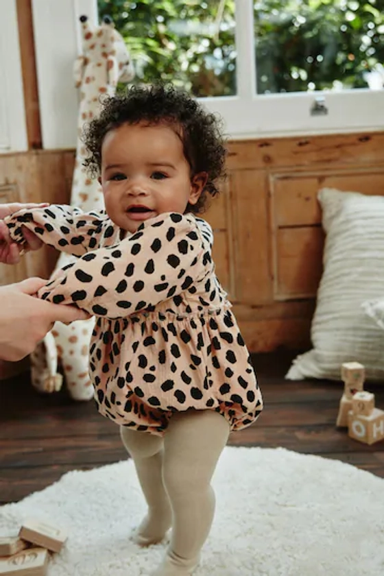 Buy Tan Brown Leopard Print Baby Bloomer Romper with Tights Set (0mths-3yrs) from the Next UK online shop