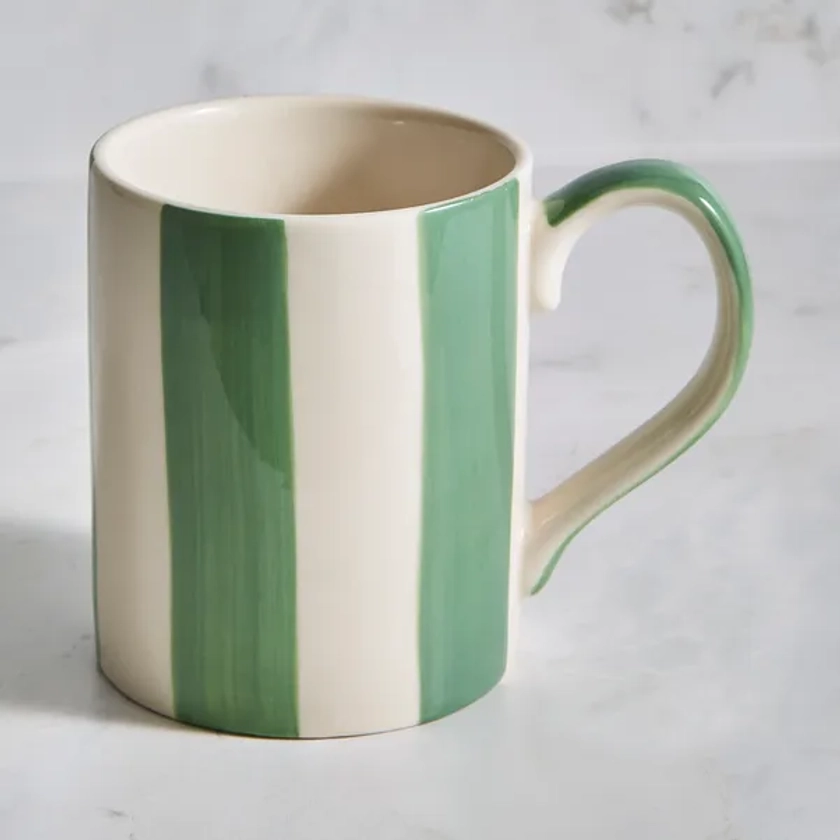 Hand Painted Green Stripe Mug