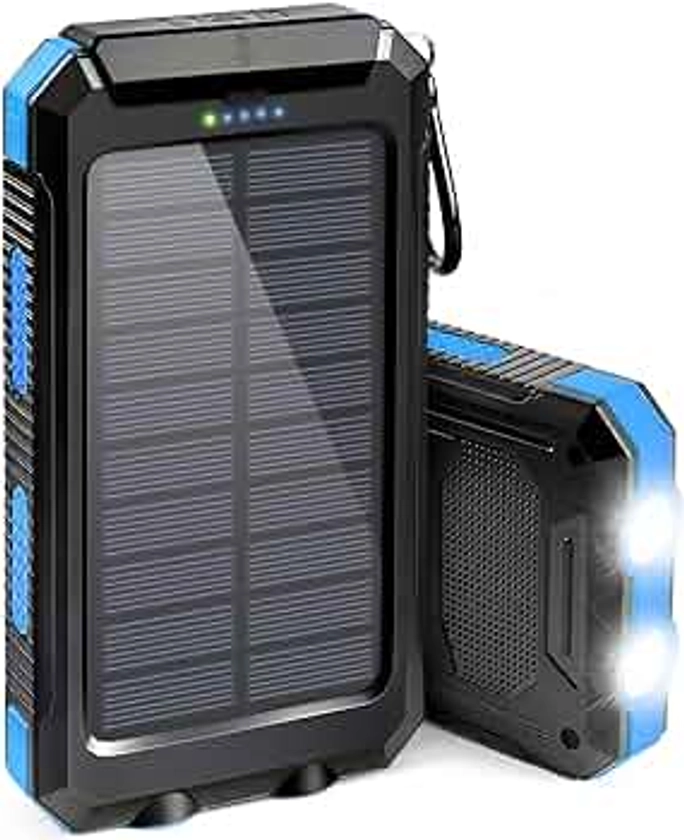 Portable Charger, Solar Charger, 38800mAh Solar Power Bank with 2.4A USB-A Output Ports Compatible with iPhone, Samsung Galaxy, and More, Dual Emergency LED Flashlight Perfect for Hiking, Camping