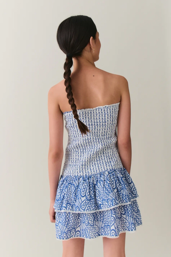 Y smock mini dress - Blauw - Gina Tricot