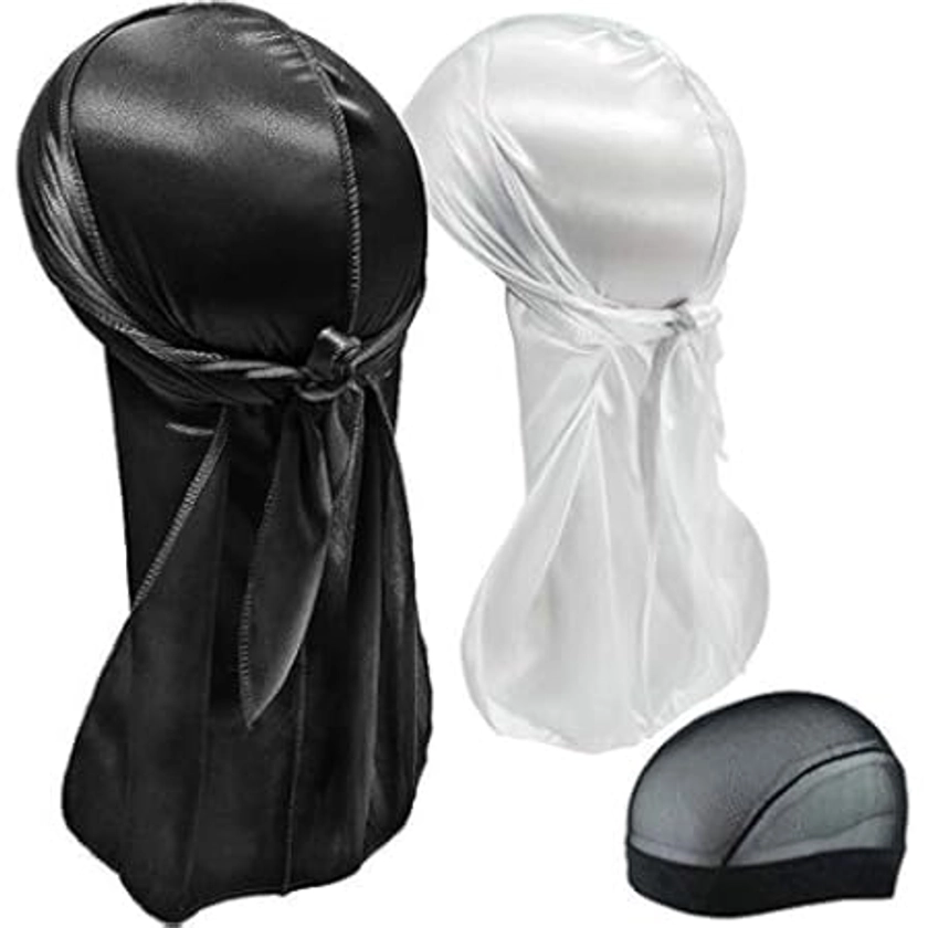 Shyne Silky Durag – Noir | Parfait pour Les Waves, Les Tresses et Les Locs | Premium Silk du Rags pour Hommes et Femmes | Bande Longue et Large | Durag Satin Ultra Doux | Black Owned Business