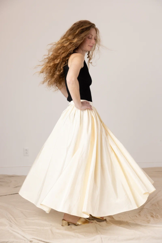 Puff Skirt, Ivory Moire