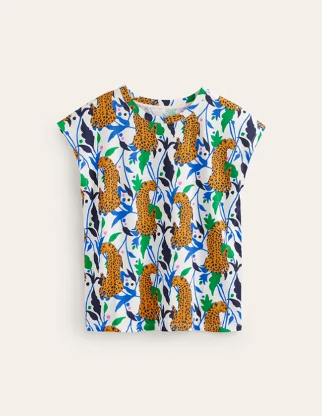 Louisa Printed Slub T-Shirt - Multi, Leopard Vine | Boden US