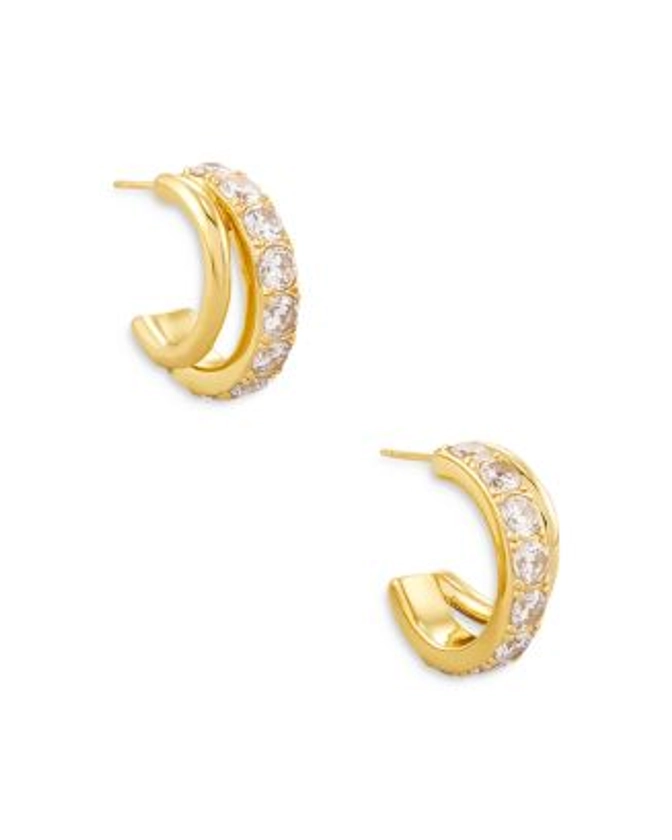 Kendra Scott Livy Pavé Double Row Huggie Hoop Earrings in 14K Gold Plate | Bloomingdale's Jewelry & Accessories Jewelry Earrings 