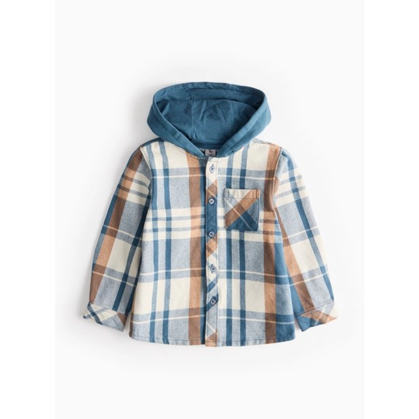 Blue Check Hooded Shirt 1-2 years