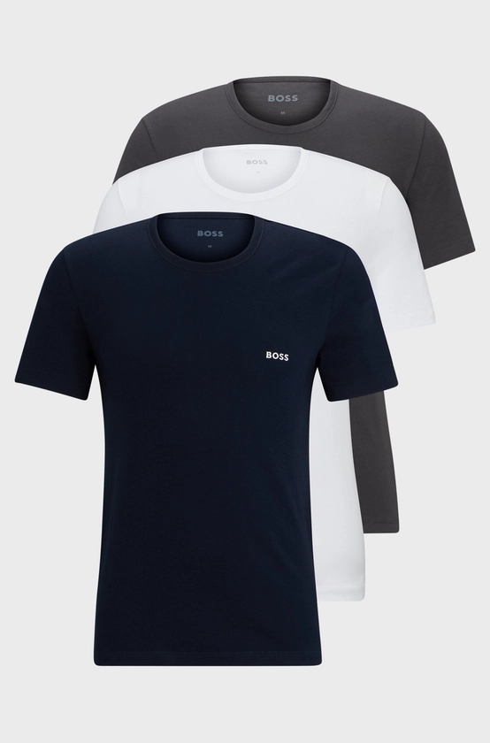 BOSS - Lot de trois t-shirts en coton à logo brodé
