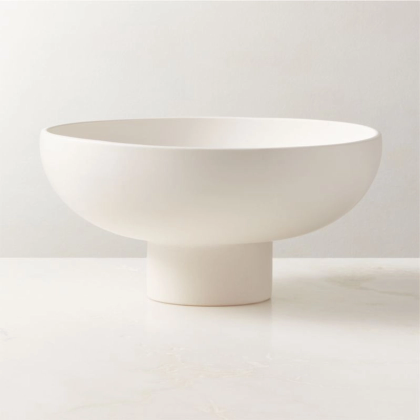 White Ceramic Pedestal Bowl + Reviews | CB2