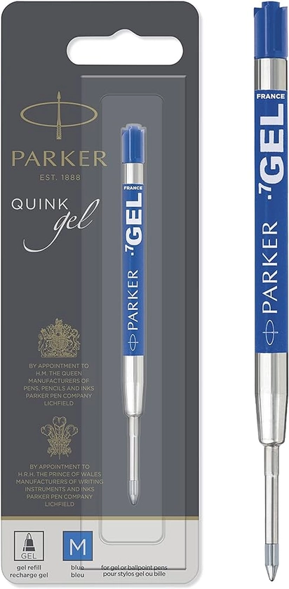 Parker Refills Repuesto Boligrafo Gel Tinta Azul Punto Mediano : Amazon.com.mx: Oficina y papelería