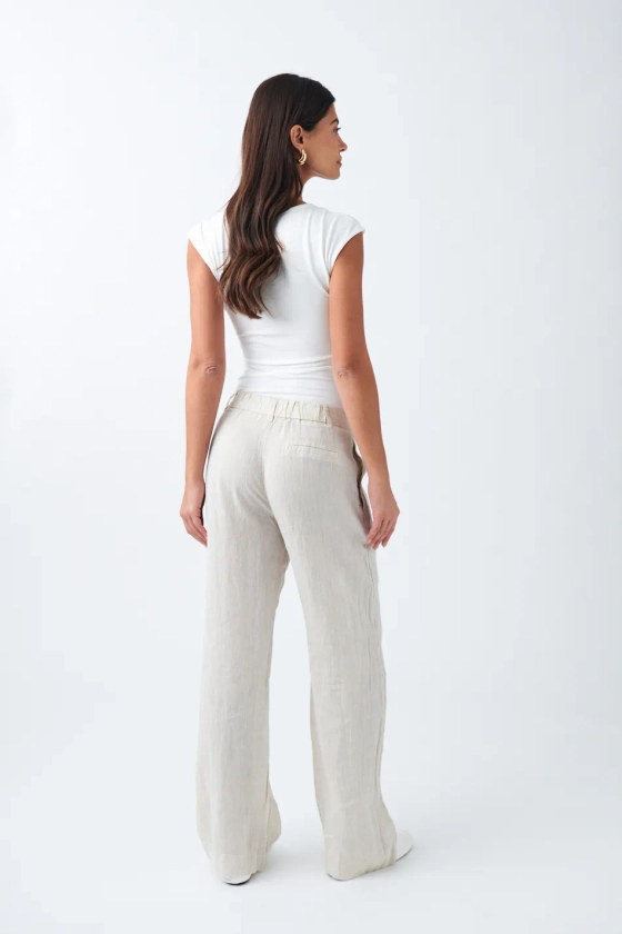 Linen trousers - Beige - Women - Gina Tricot