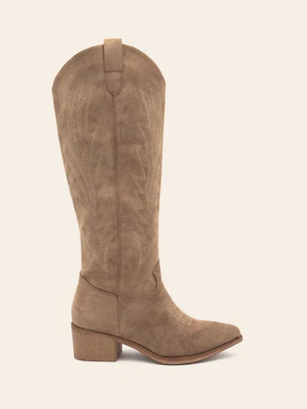 BROOKE - Cowboy style cowboy boots with pointed toe in khaki suede