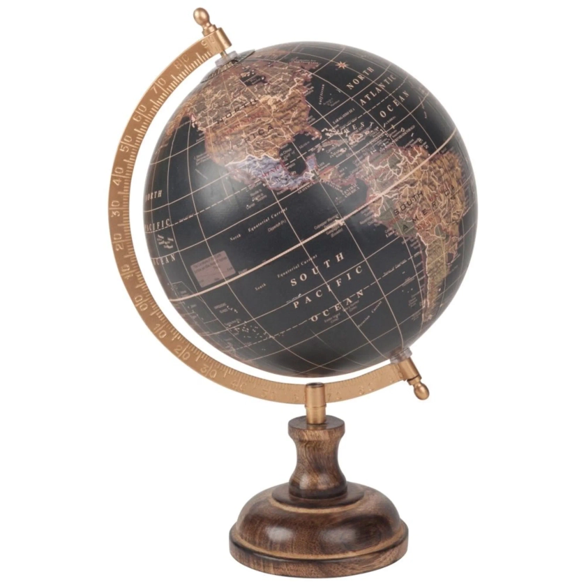 LOISANCE Globe terrestre carte du monde en manguier noir | Maisons du Monde