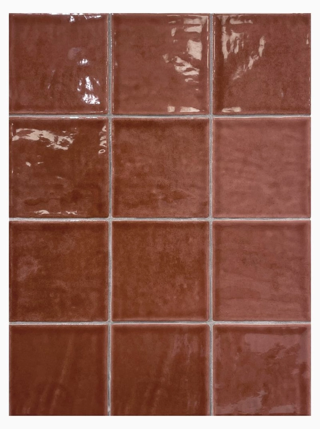 Tan-Tan Adobe 10x10cm | Deep Terracotta Zellige Style Wall Tile