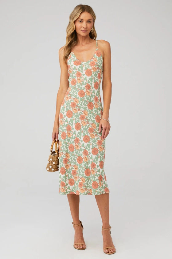 ROLLAS | Rambling Floral Margaux Slip Dress in Apricot| FashionPass