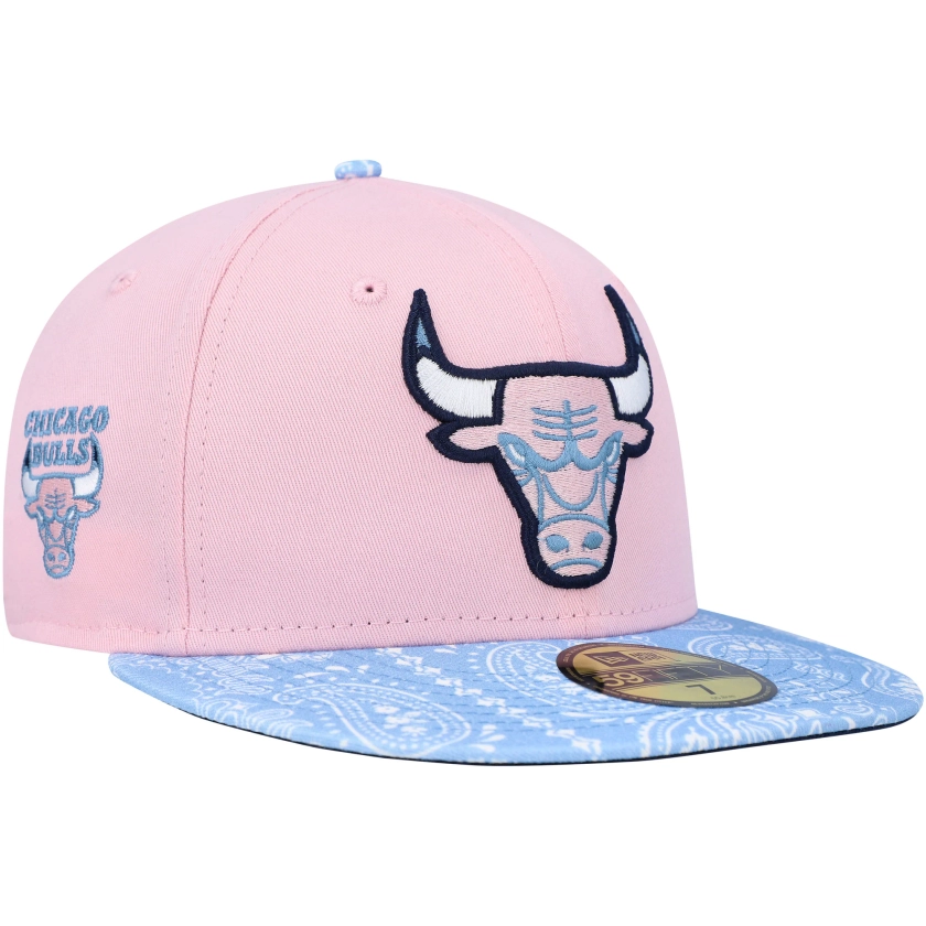 Men's Chicago Bulls New Era Pink/Light Blue Paisley Visor 59FIFTY Fitted Hat