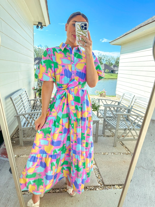 Spring Abstract Maxi Dress - Multi