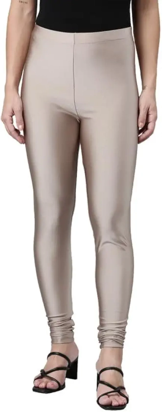 GoColors Women Solid Copper Mid Rise Slim Fit Shimmer Leggings : Amazon.in: Fashion