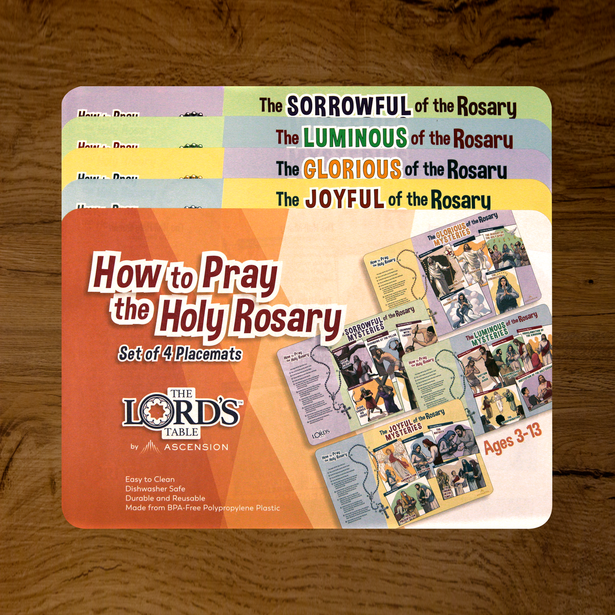 How to Pray the Holy Rosary Placemats (Set of 4)Default Title