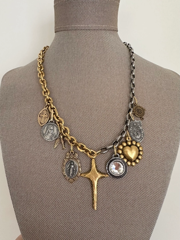 Faith Vintage inspired charm necklace