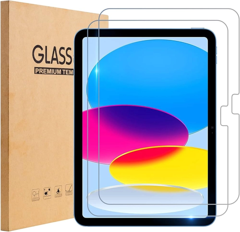 TopEsct 2-Pack Screen Protector for ipad 10th Generation(10.9-Inch, 2022 Model, 10th Gen),9H Tempered Glass Film,Anti-Scratch,HD Clear