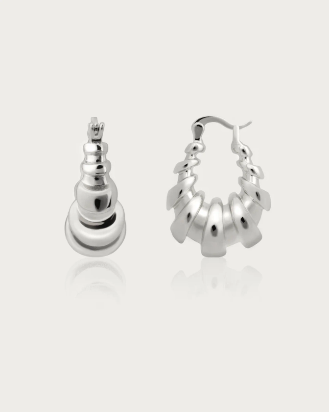 Croissant Hoop Earrings in Silver | En Route Jewelry | En Route Jewelry