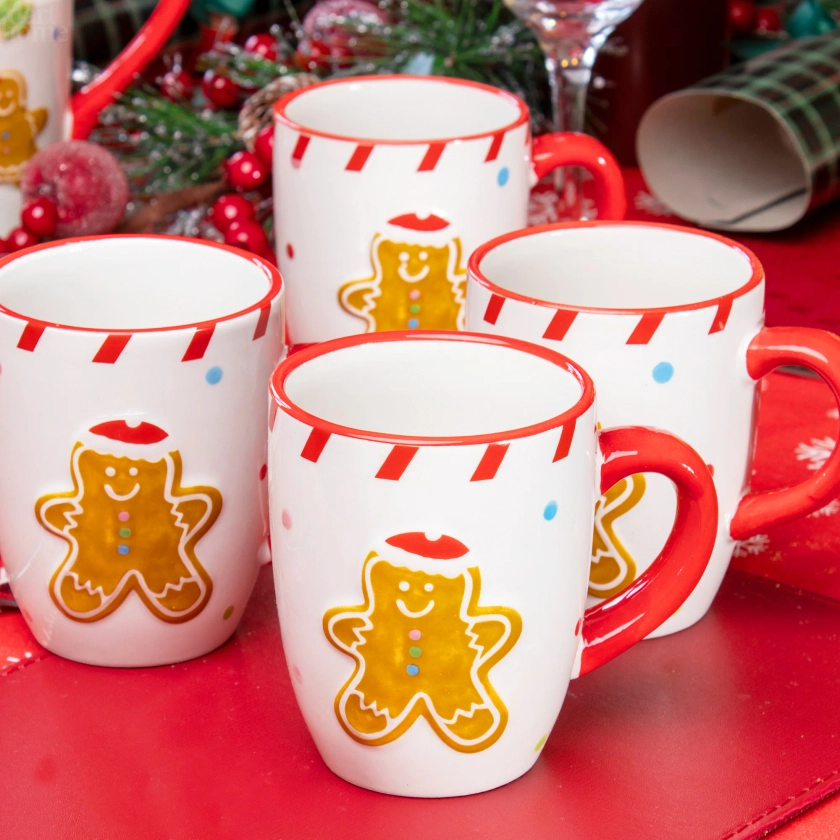 Darthome Set Of 4 Gingerbread Mugs 330ml