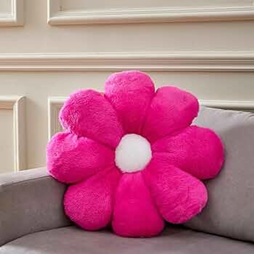 Ailive 21.6In Cute Deep Pink Flower Throw Pillow Floor Pillow Cushion Cute Desk Chair Cushion Decorative Throw Pillows for Girls Adults