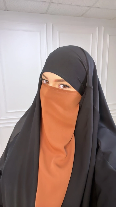Niqab SIMPLE marron soie de medine
