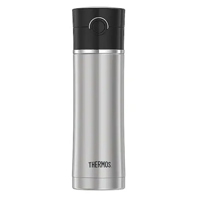 Thermos Sipp Stainless Steel Drink Bottle, 16 oz., Stainless Steel/Black NS402BK4 | Zoro