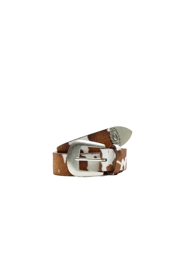 Ceinture à imprimé animal marron