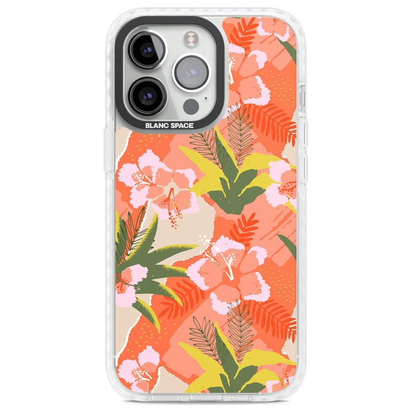 Hawaiian Flowers Abstract Pattern iPhone Case - iPhone 13 Pro / Impact Case - Blanc Space